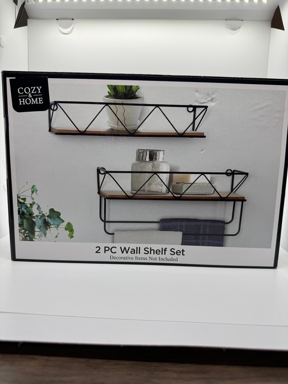 Cozy & Home 2 Peice Hanging Wall Shelf Set 11.8 Inch Wide Rustic Floating Shelve